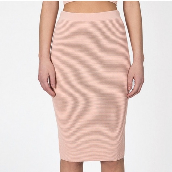 Pink/ Peach Jonathan Simkhai ribbed pencil skirt - Picture 1 of 9